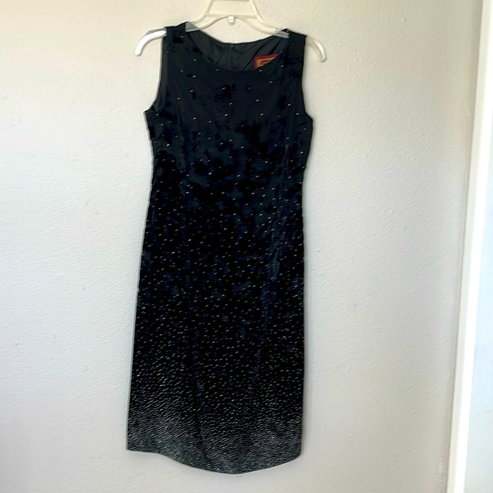 RENATO NUCCI Vintage Black Velvet Burnout Shift Dress